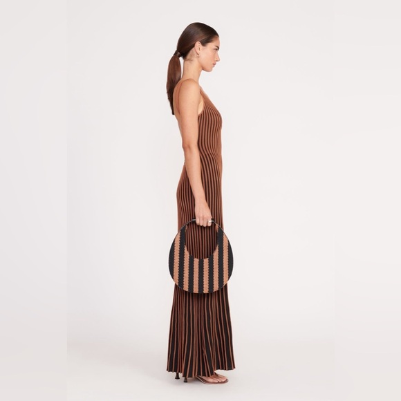 NWT STAUD Woven Raffia Moon Tote Bag - Picture 2 of 12